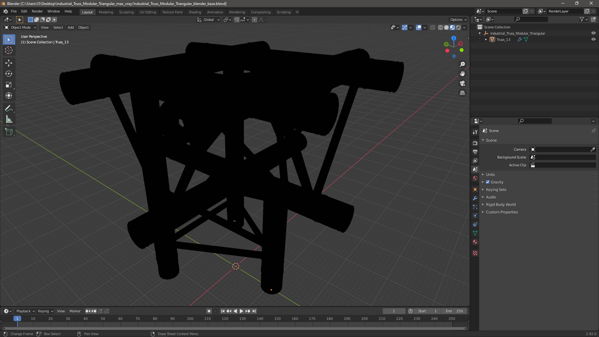 3D model Industrial Truss Modular Triangular