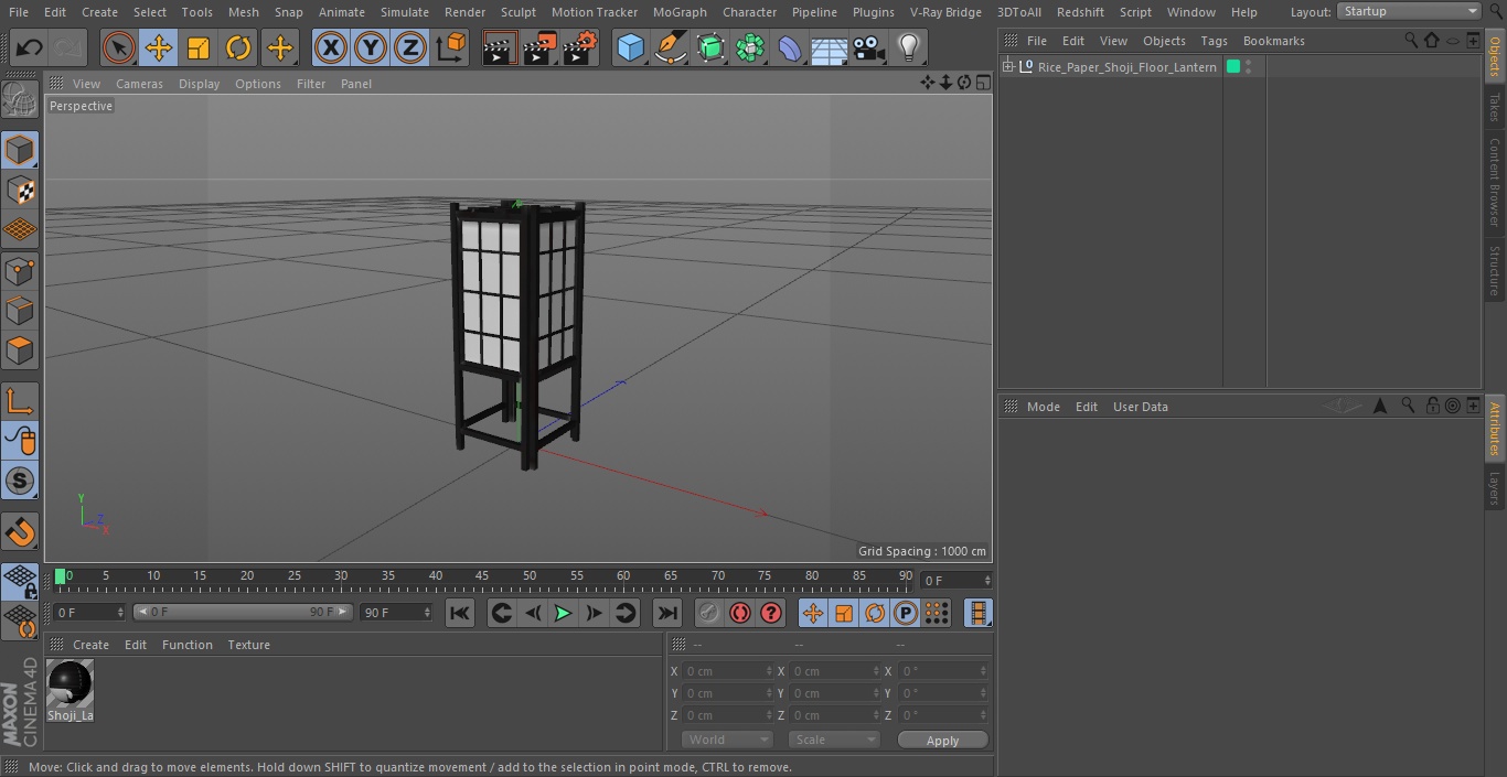 3D model Rice Paper Shoji Floor Lantern