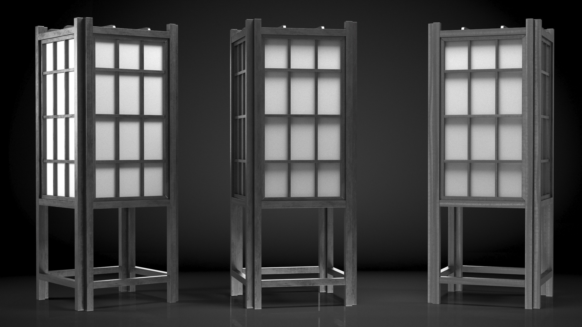 3D model Rice Paper Shoji Floor Lantern