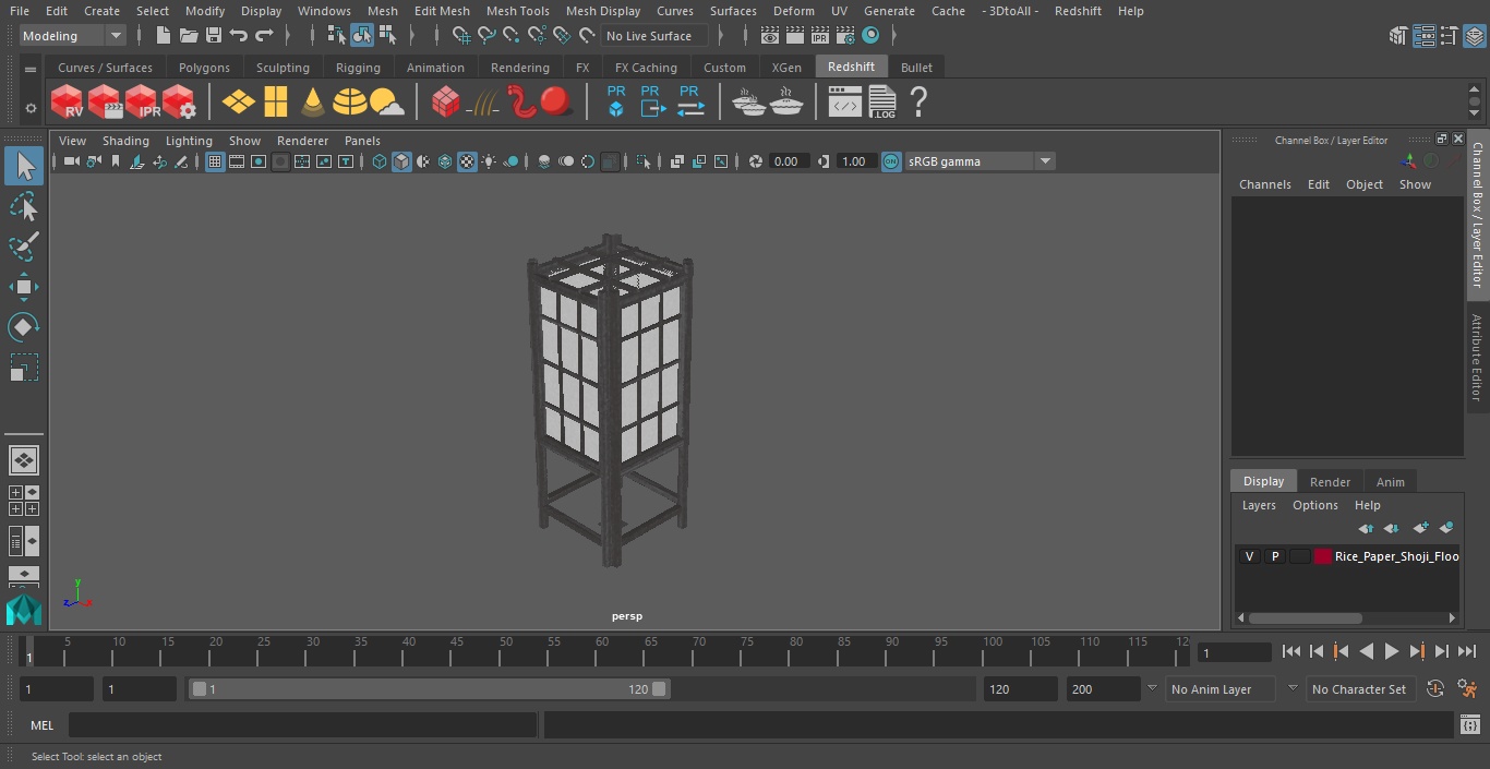 3D model Rice Paper Shoji Floor Lantern