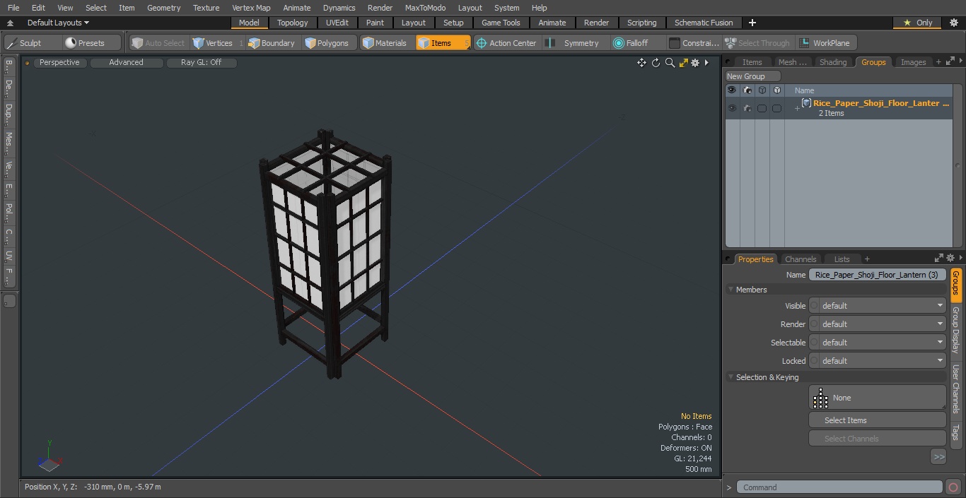 3D model Rice Paper Shoji Floor Lantern