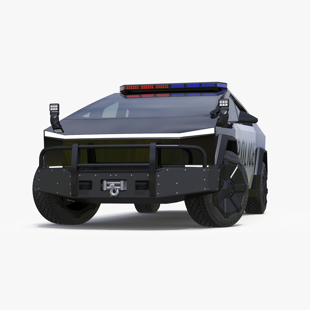 Tesla Cybertruck Police Patrol Vehicle Rigged for Cinema 4D 3D model