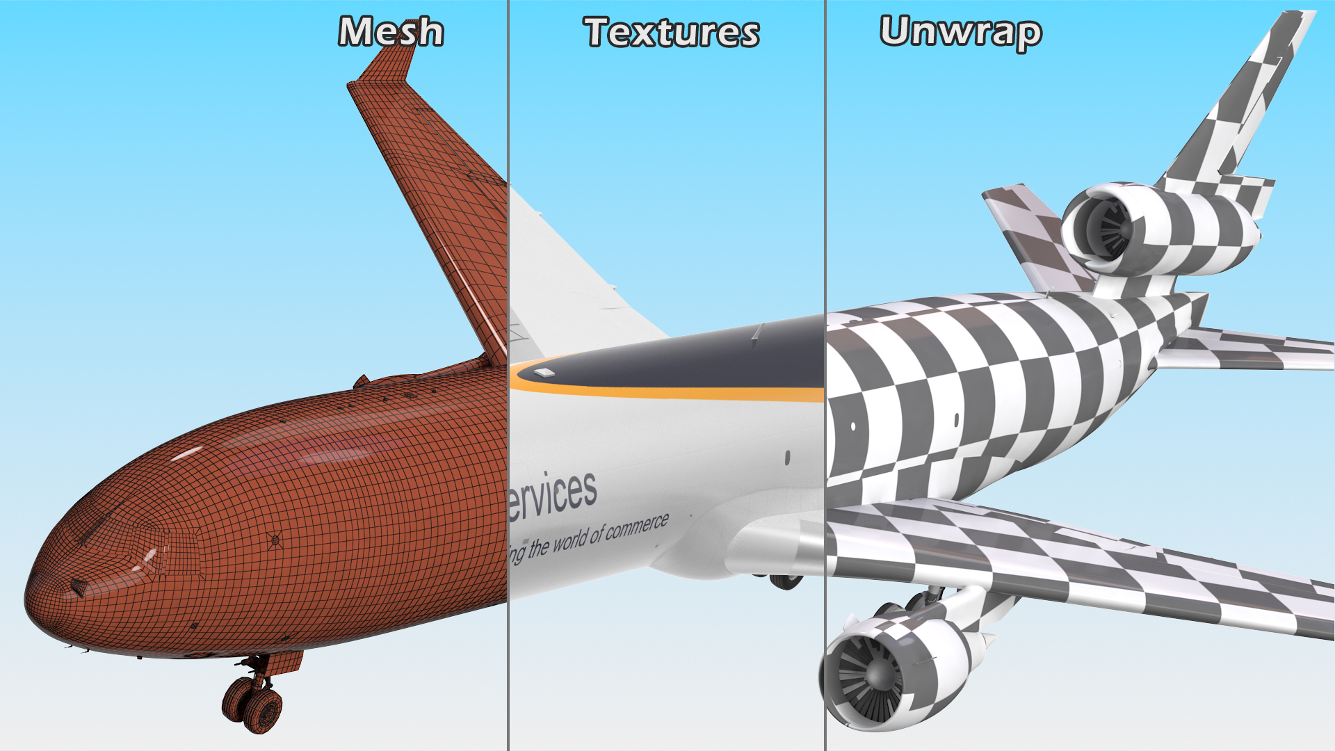 3D McDonnell Douglas MD11 Tri Jet Airliner UPS model