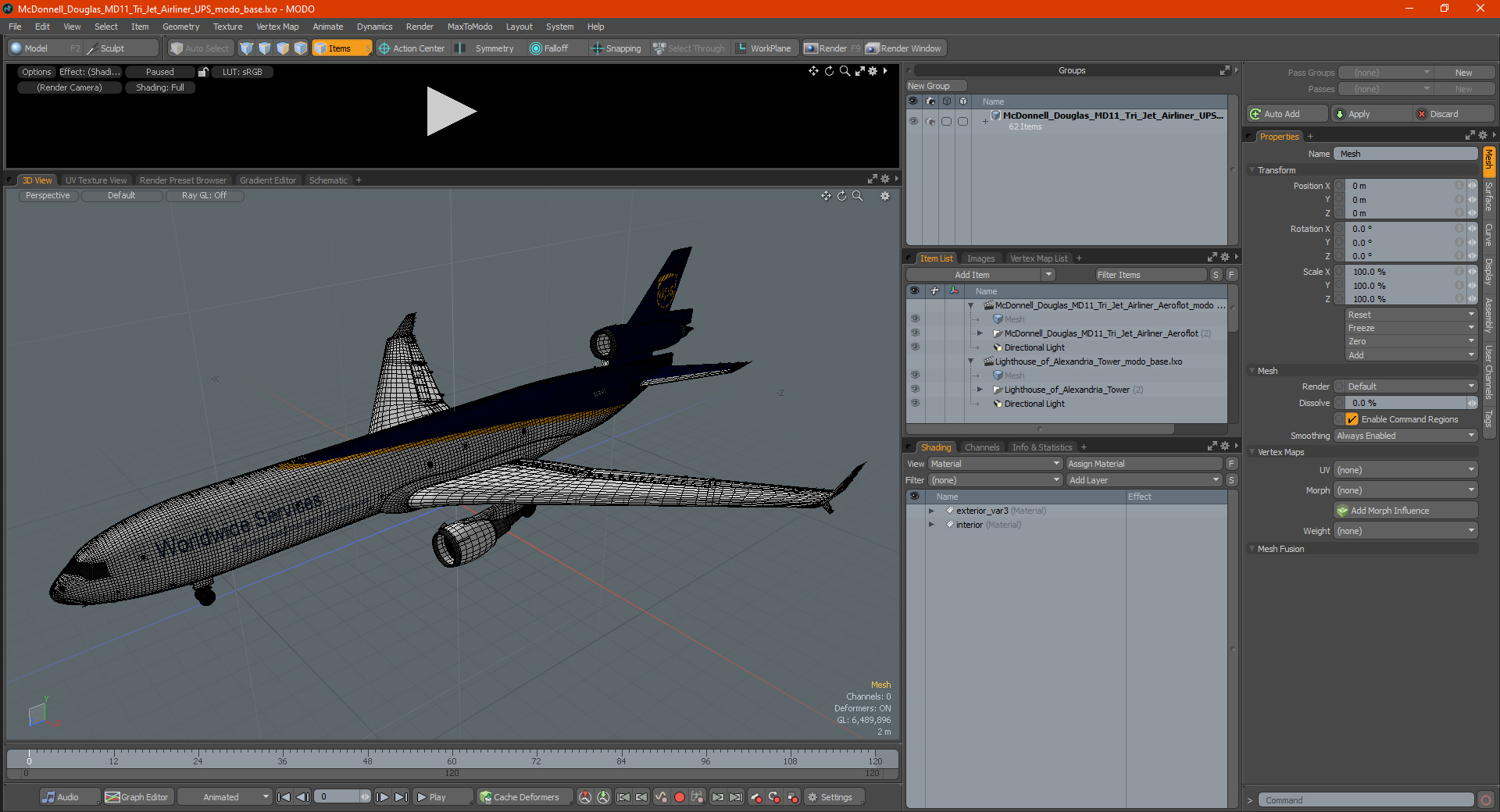 3D McDonnell Douglas MD11 Tri Jet Airliner UPS model