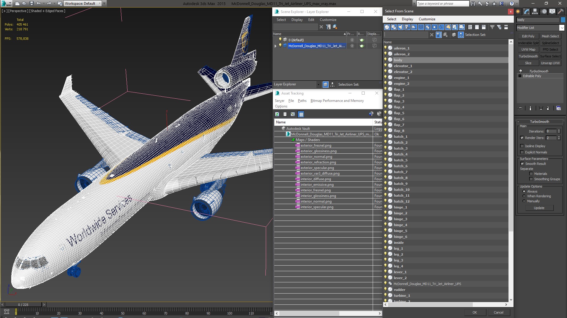 3D McDonnell Douglas MD11 Tri Jet Airliner UPS model