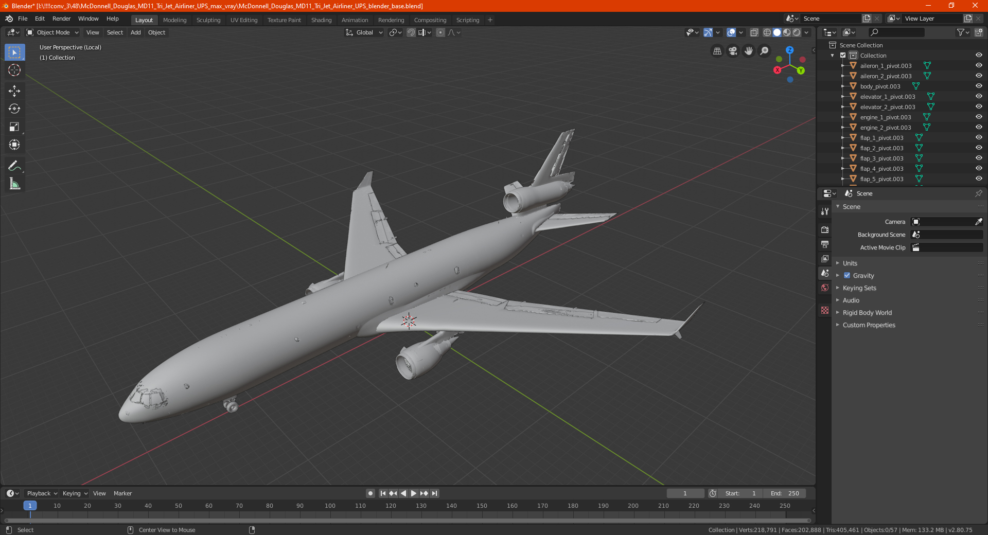 3D McDonnell Douglas MD11 Tri Jet Airliner UPS model