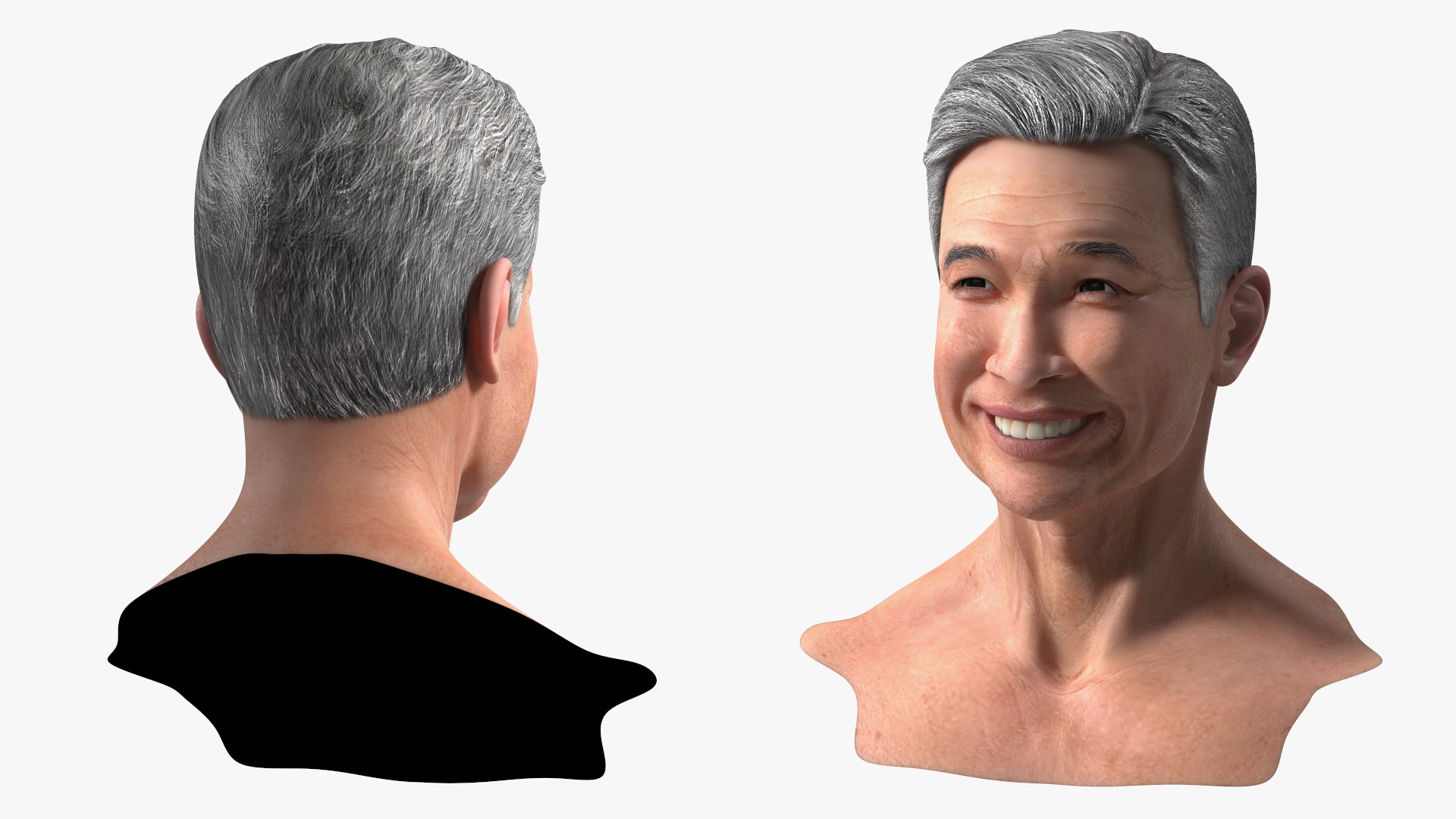 Chinese Elderly Man Head Smiling 3D