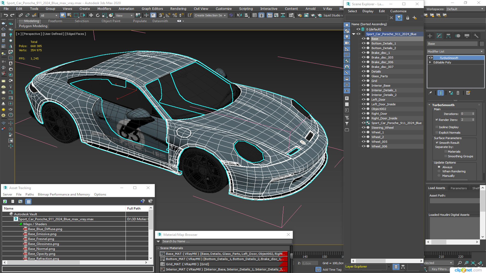 3D Sport Car Porsche 911 2024 Blue