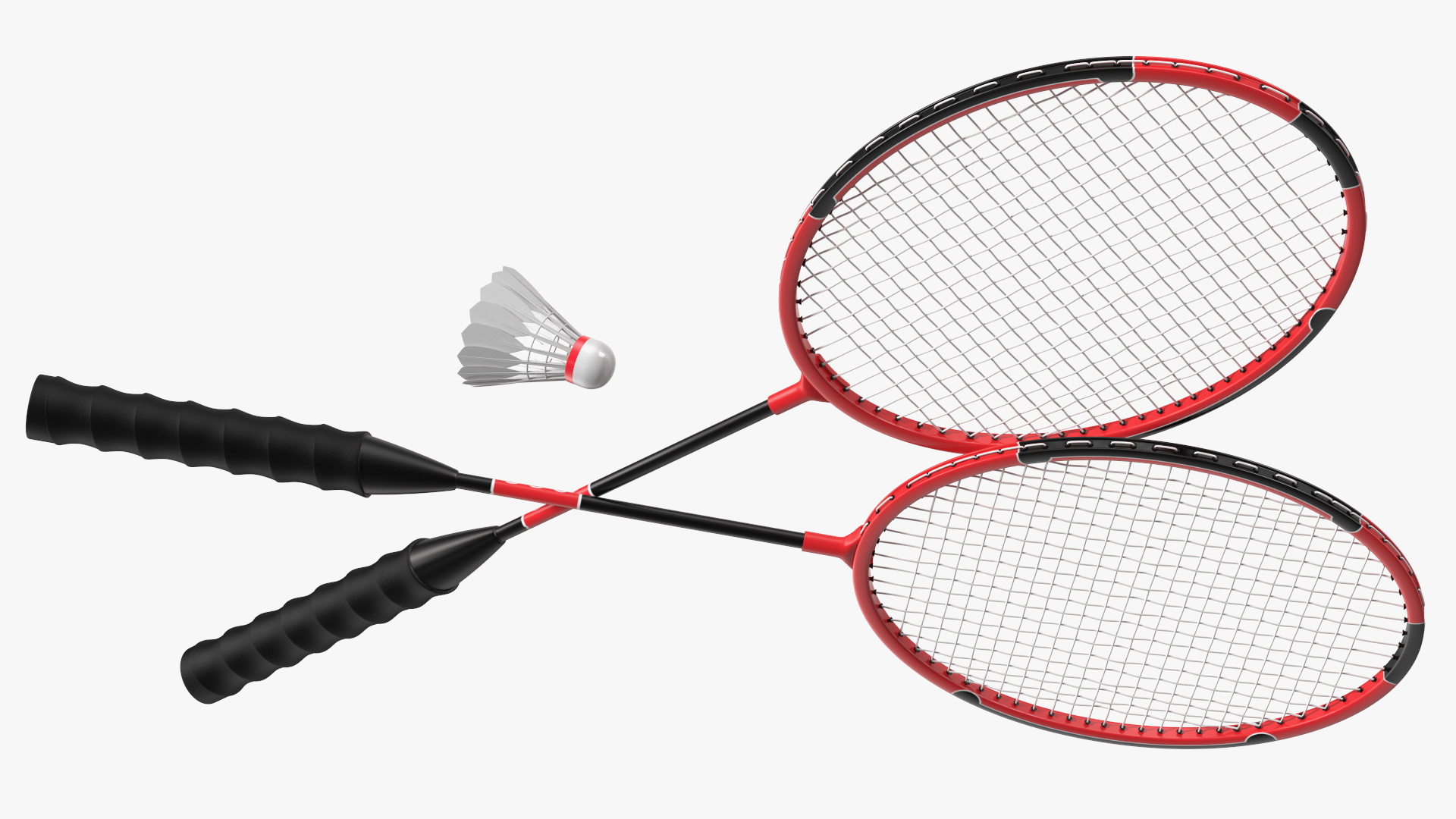 3D model Red Composite Badminton Rackets and Plastic Shuttlecock