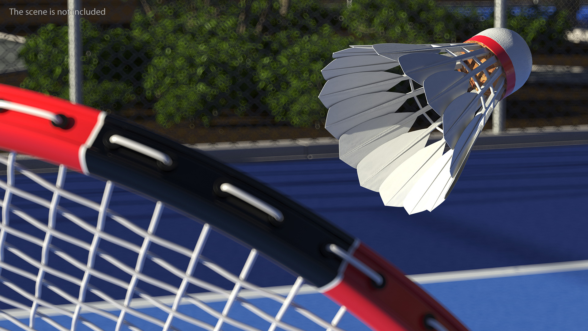 3D model Red Composite Badminton Rackets and Plastic Shuttlecock