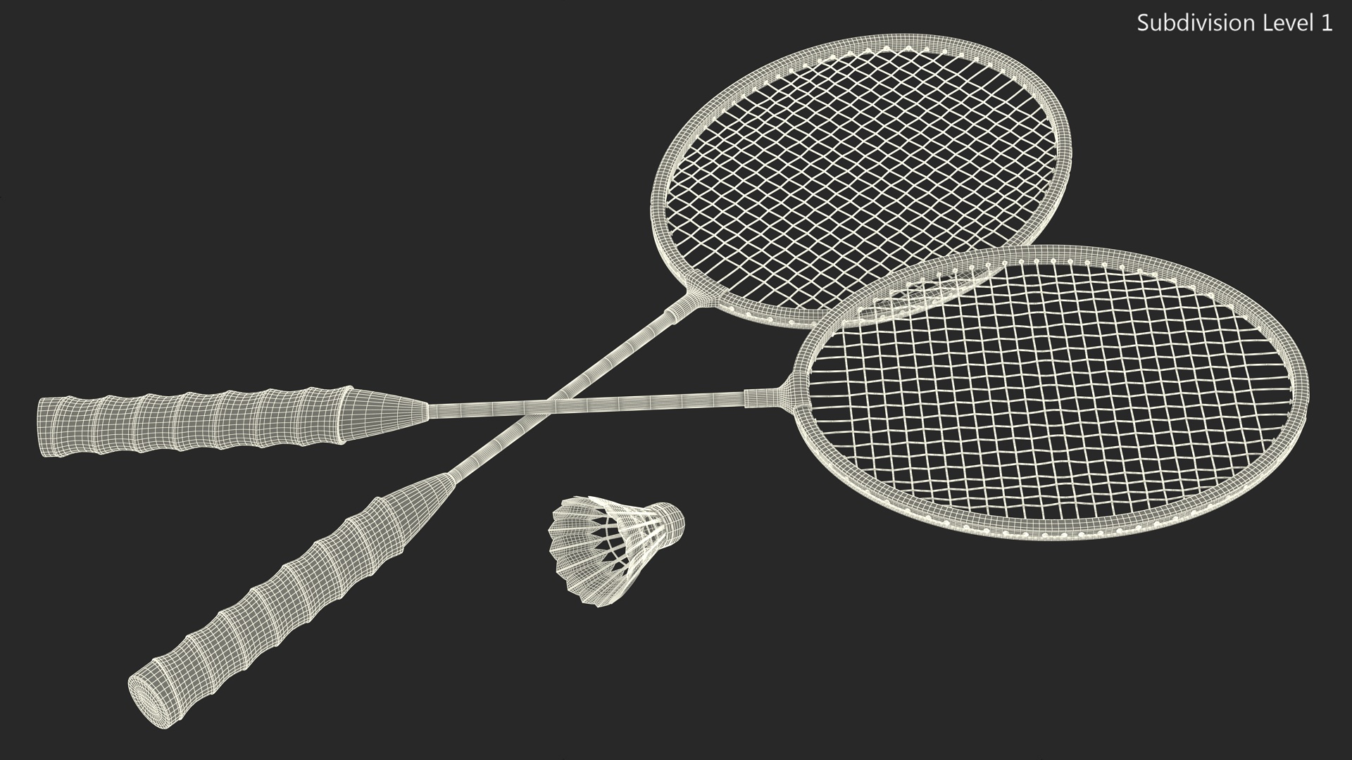 3D model Red Composite Badminton Rackets and Plastic Shuttlecock