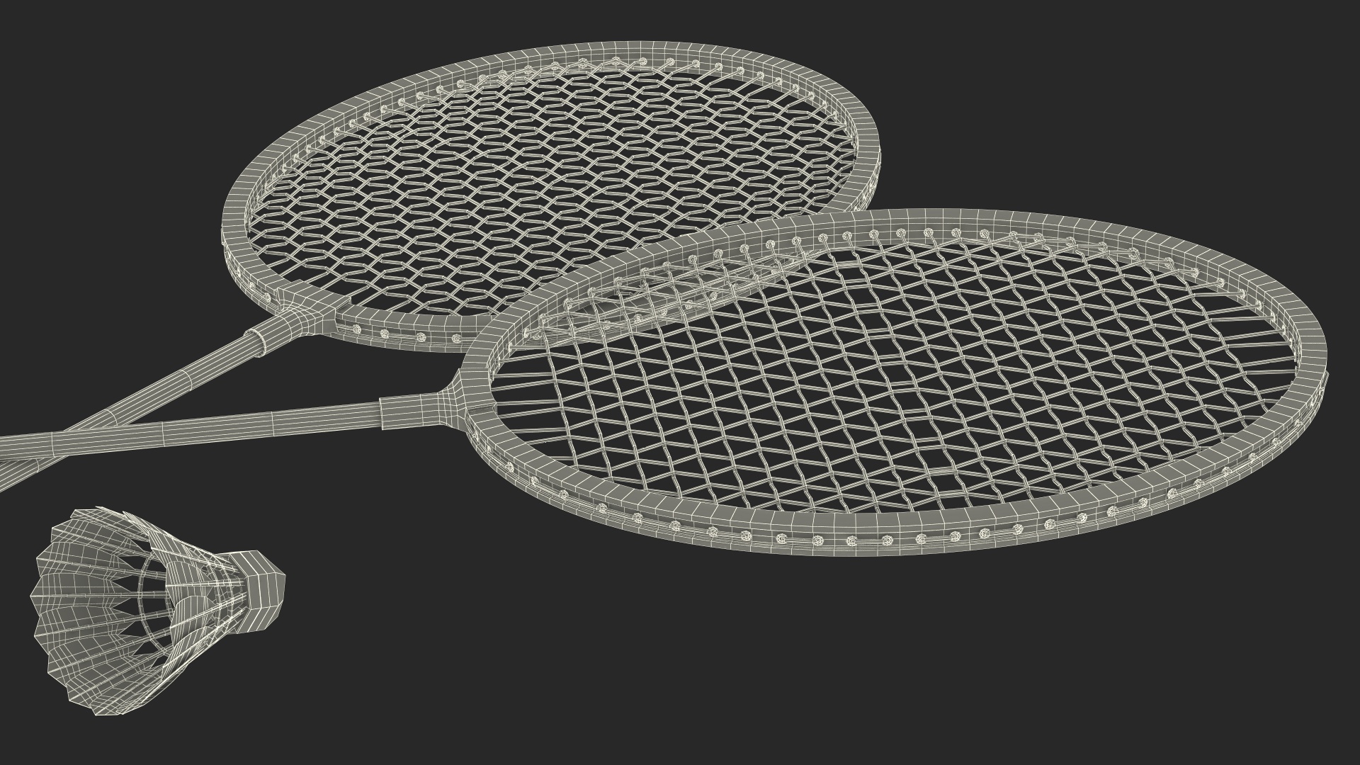 3D model Red Composite Badminton Rackets and Plastic Shuttlecock