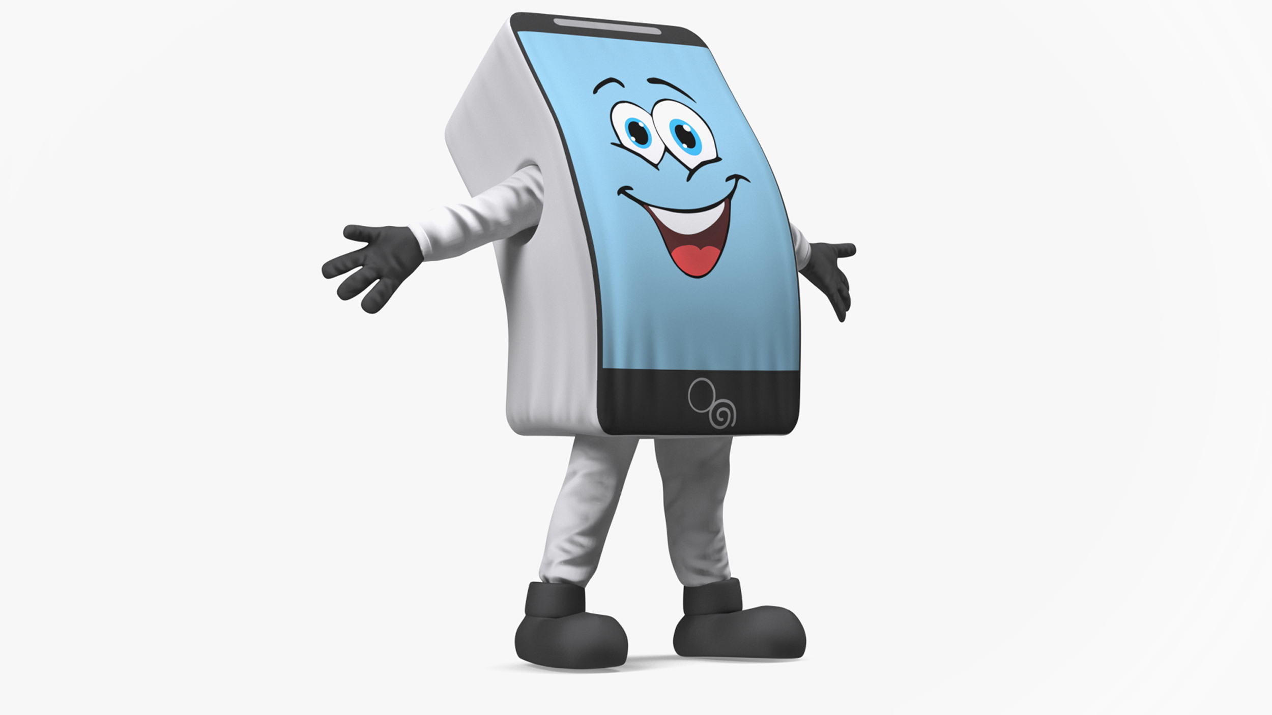 3D Mascot Character Mobile Phone White Rigged for Cinema 4D