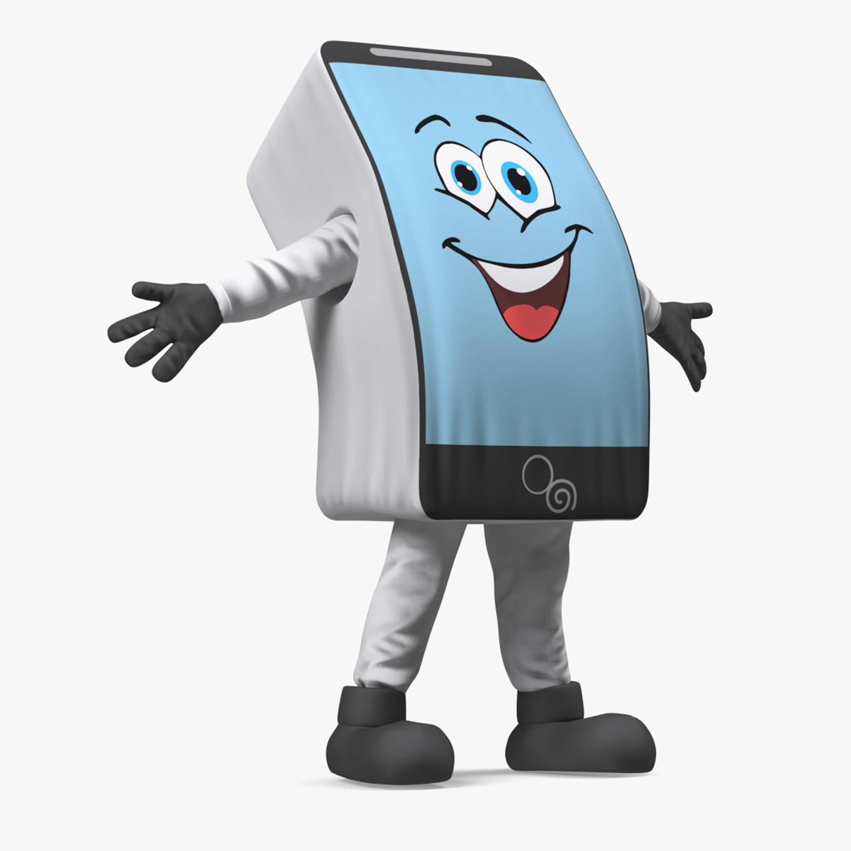 3D Mascot Character Mobile Phone White Rigged for Cinema 4D