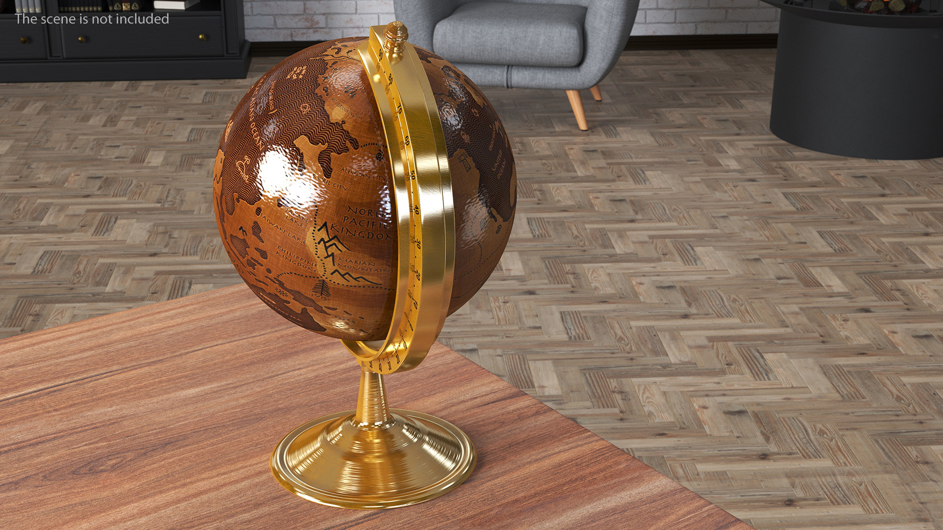Antique Globe On Bronze Stand 3D model