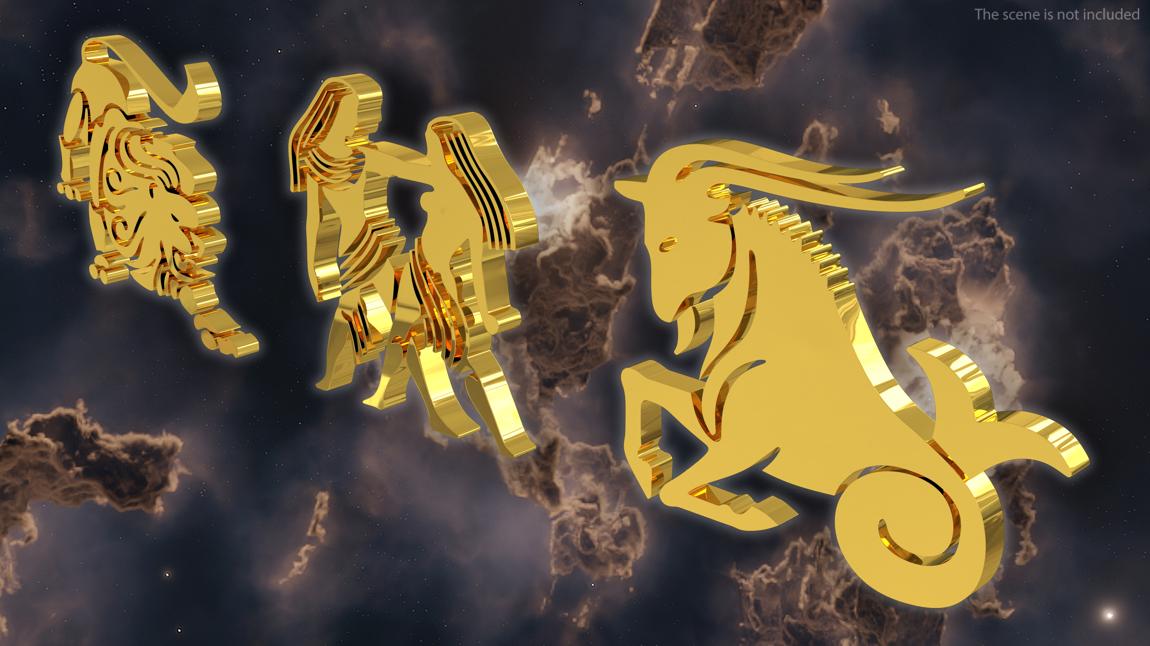 Golden Zodiac Signs 3D model