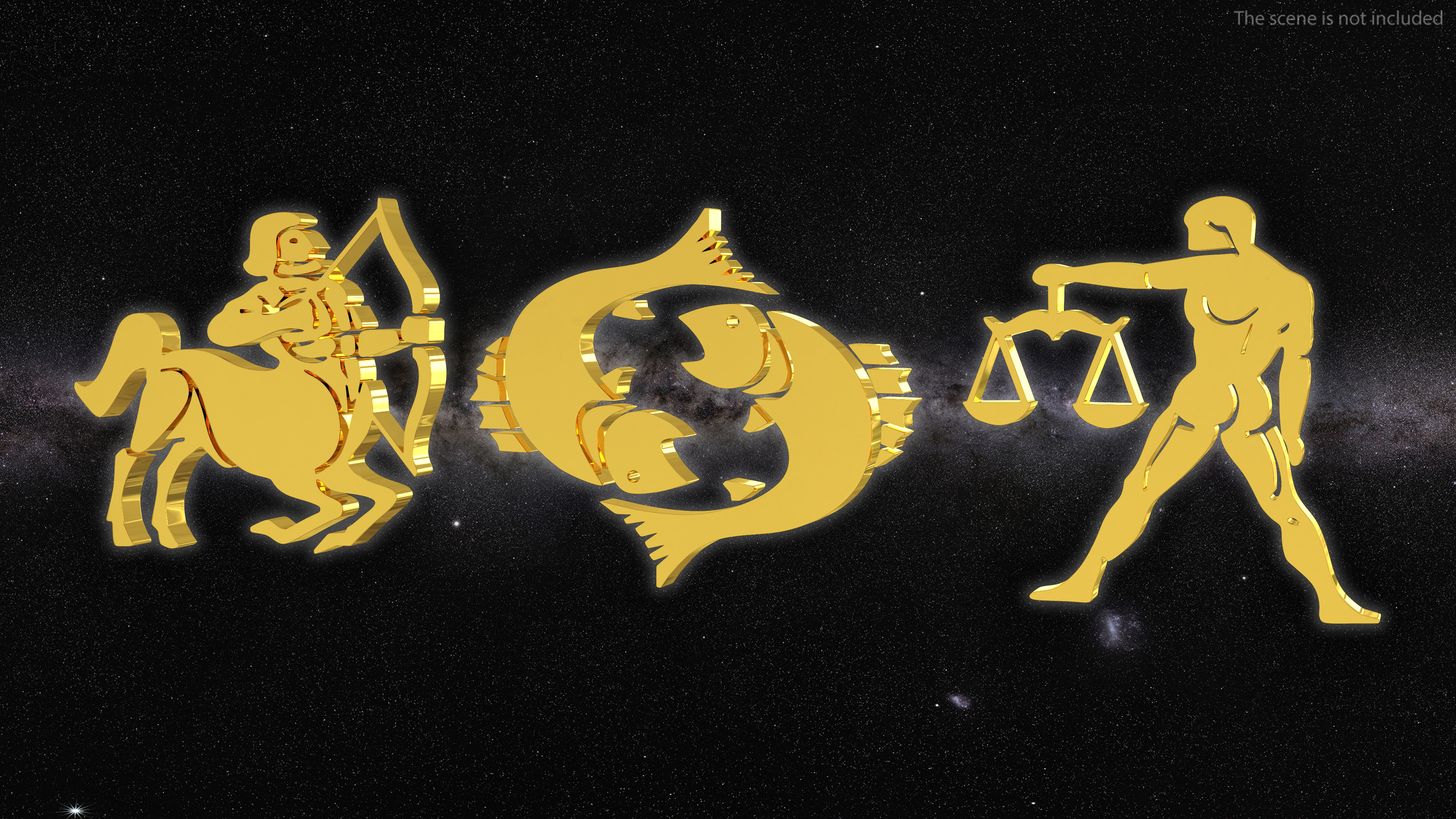 Golden Zodiac Signs 3D model
