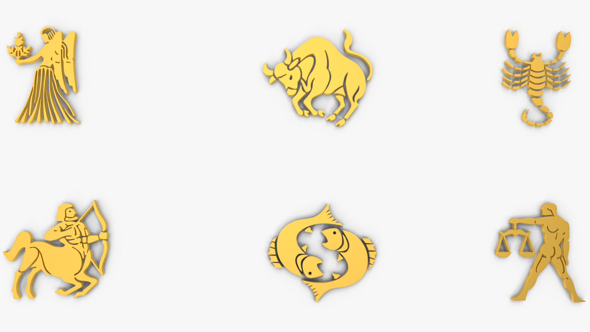 Golden Zodiac Signs 3D model