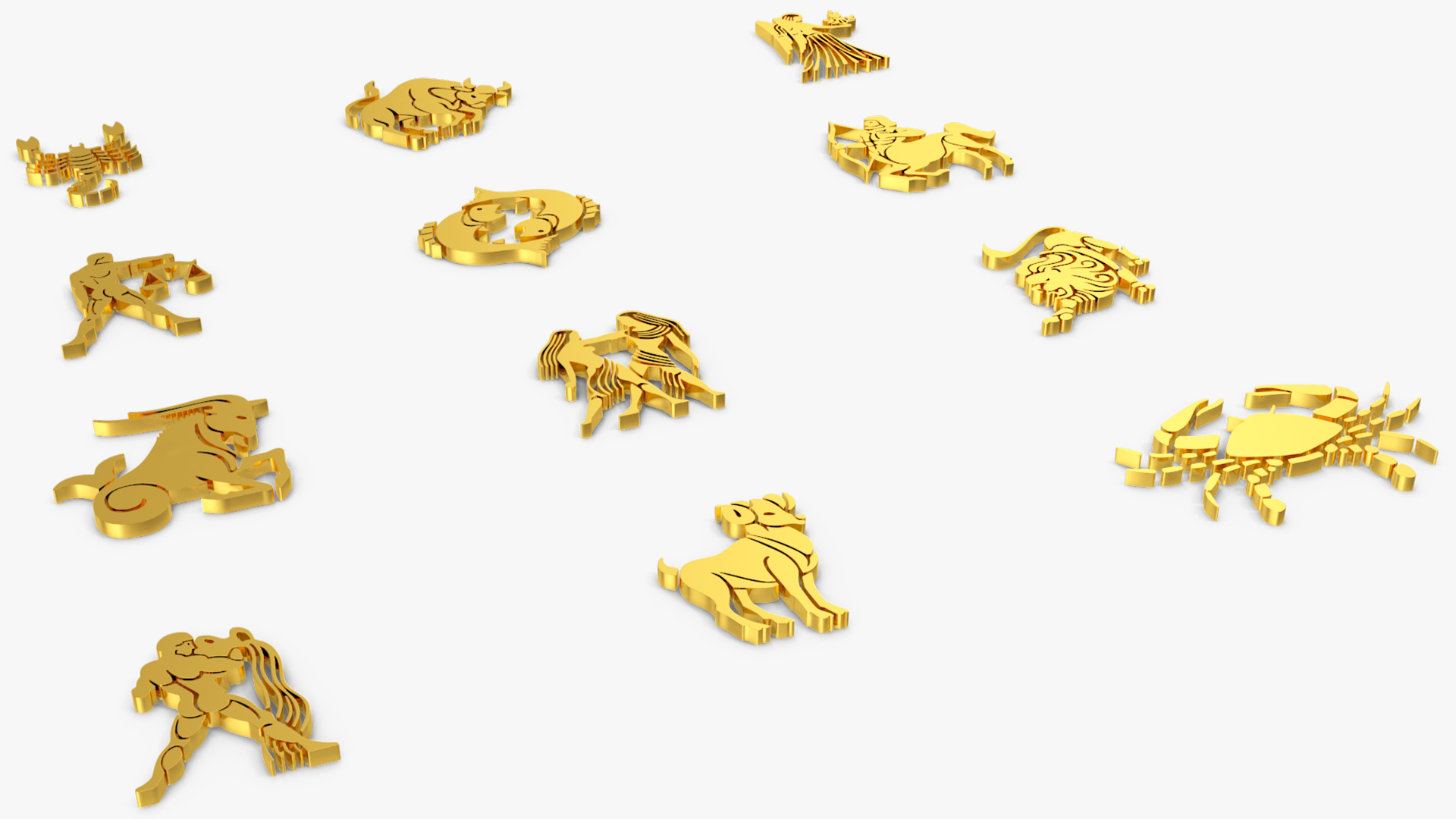 Golden Zodiac Signs 3D model