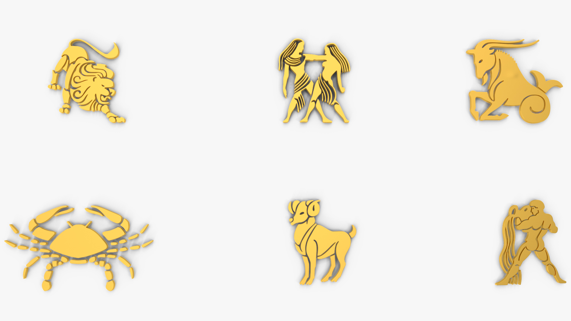 Golden Zodiac Signs 3D model