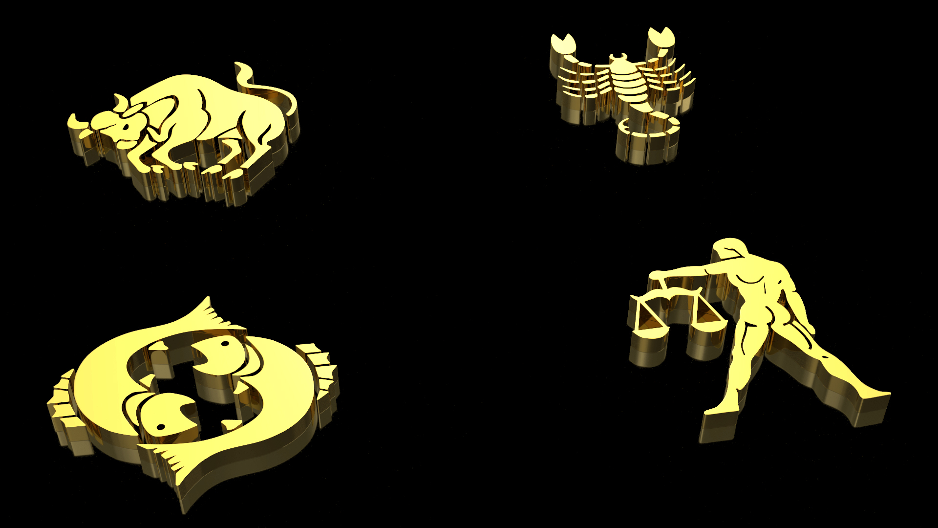 Golden Zodiac Signs 3D model