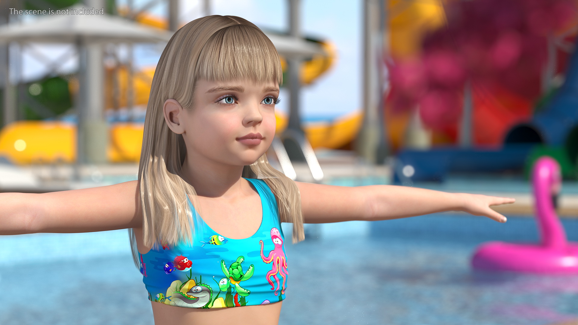 Beach Style Realistic Child Girl T-Pose 3D model