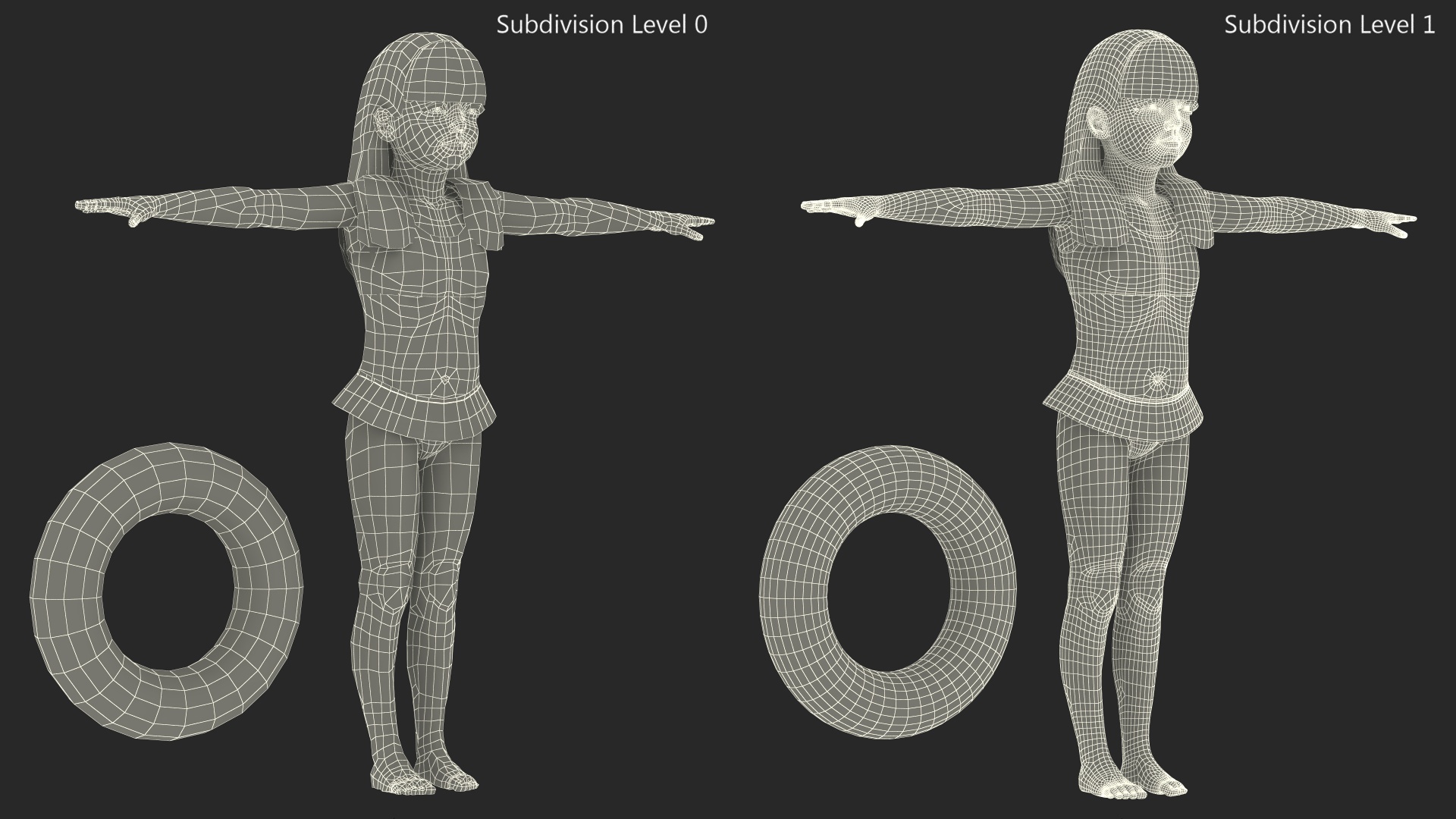 Beach Style Realistic Child Girl T-Pose 3D model