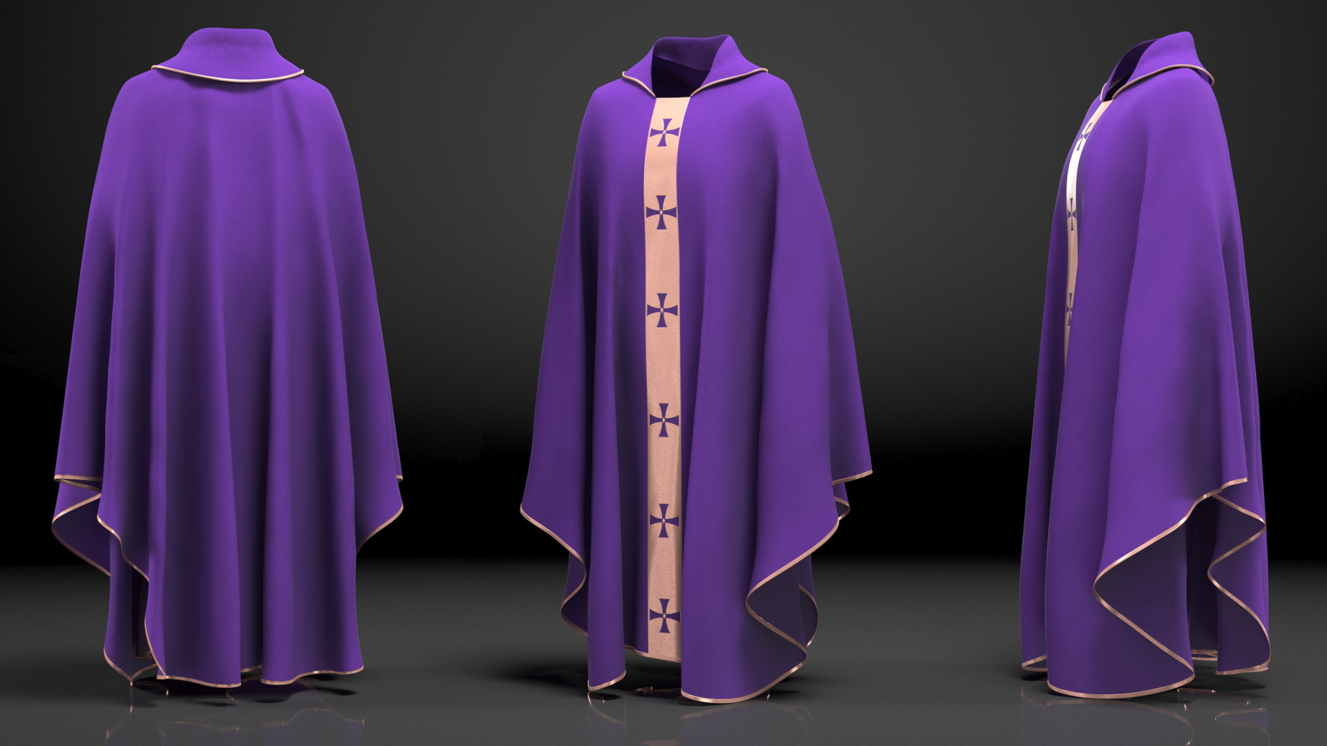 3D Liturgical Vestment Purple Robe