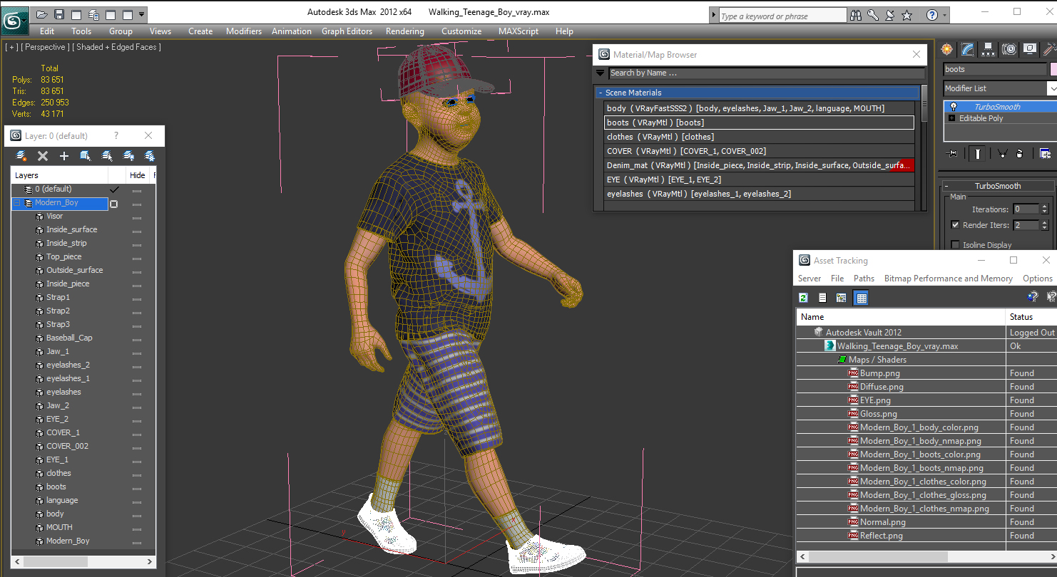 Walking Teenage Boy 3D model
