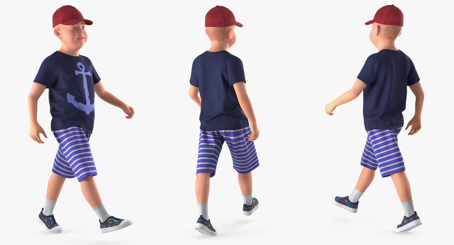 Walking Teenage Boy 3D model