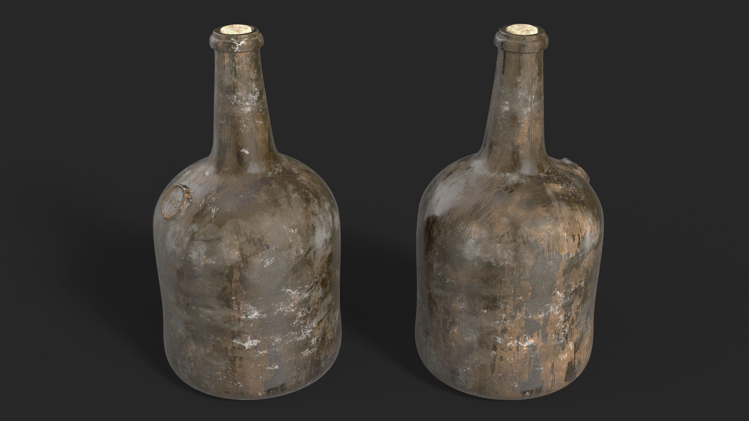 3D Antique Glass Rum Bottle Old model