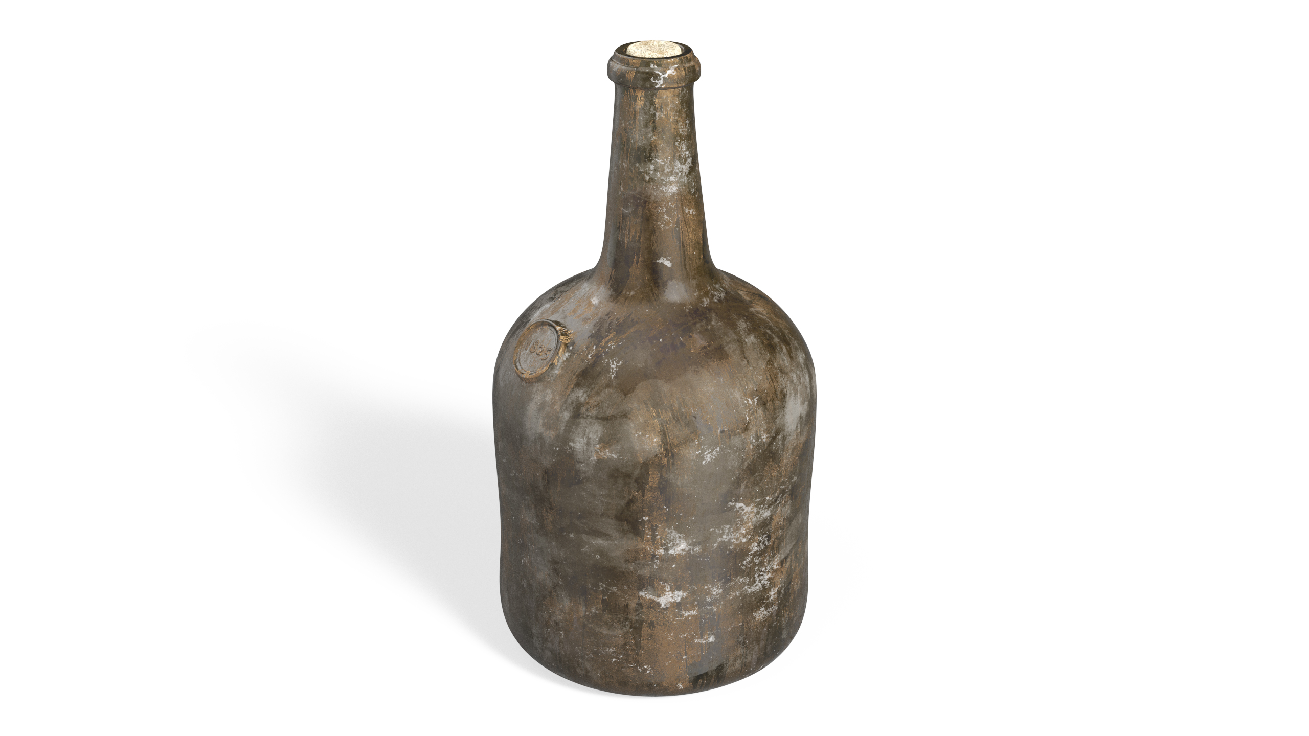 3D Antique Glass Rum Bottle Old model