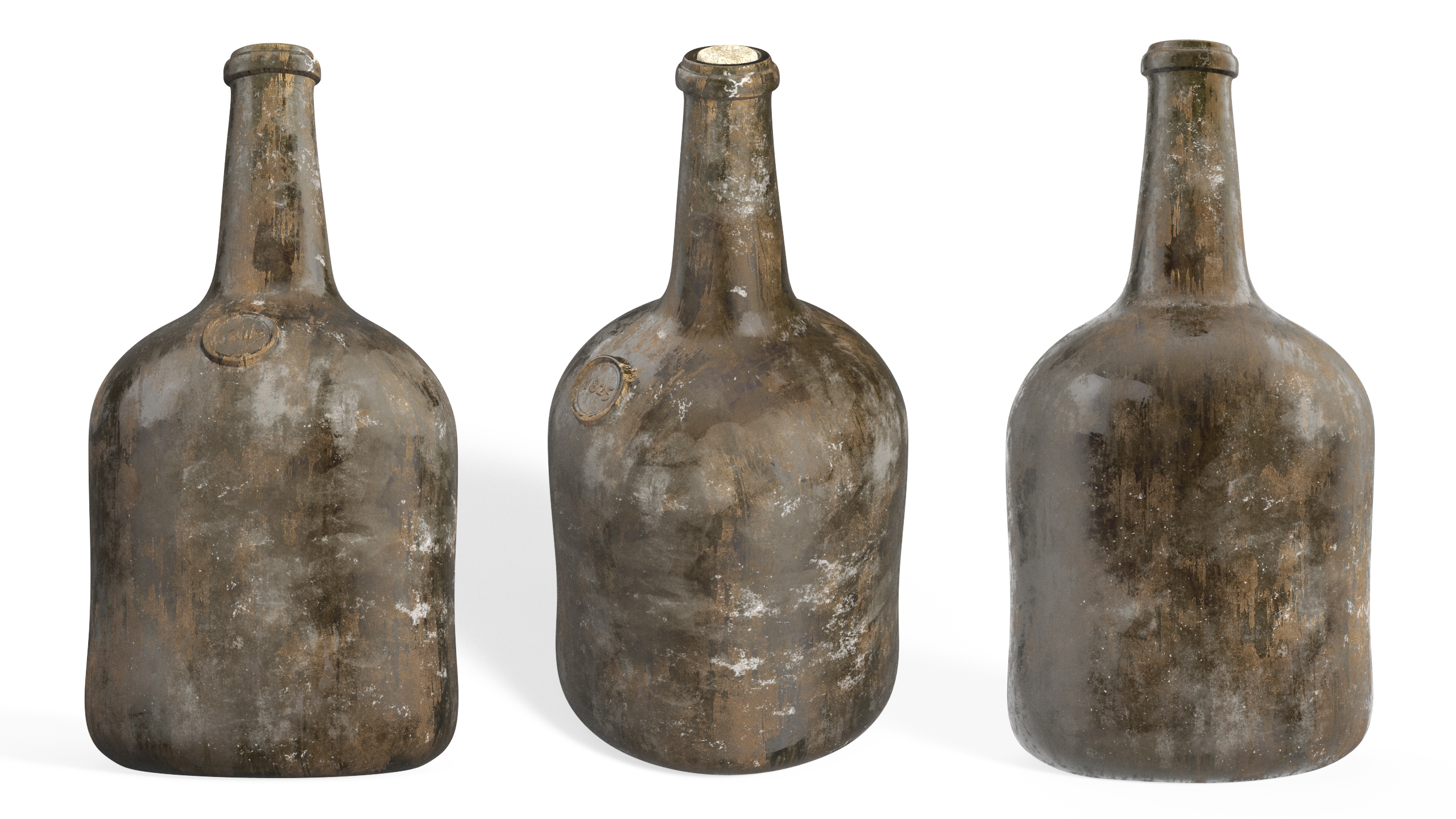 3D Antique Glass Rum Bottle Old model