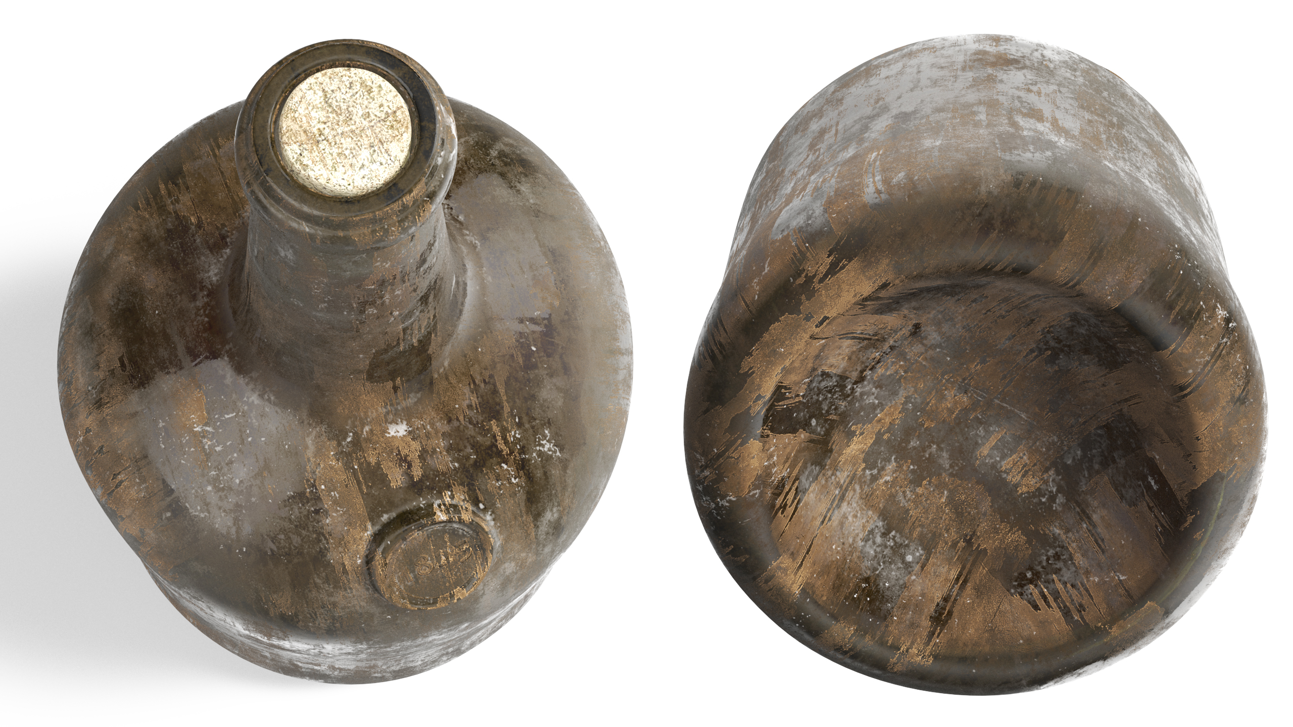 3D Antique Glass Rum Bottle Old model
