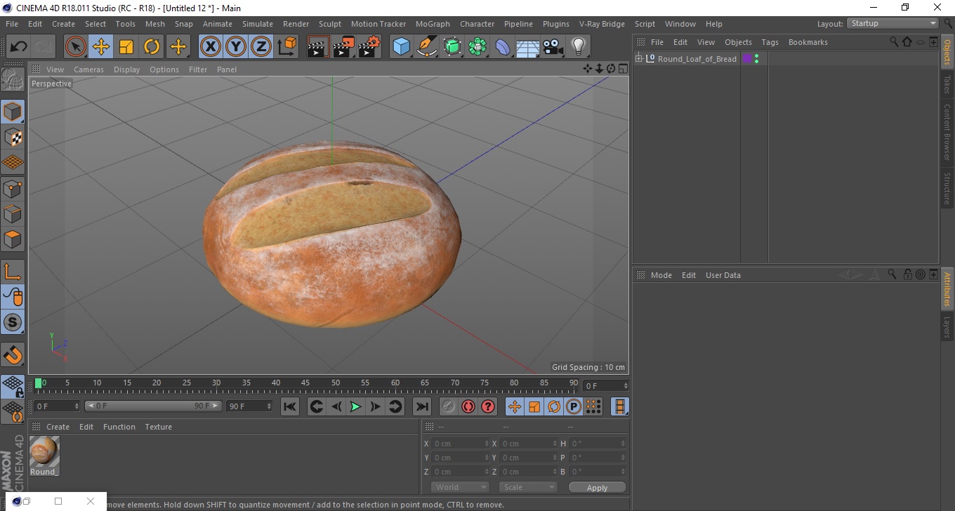 Round Loaf of Bread 3D model