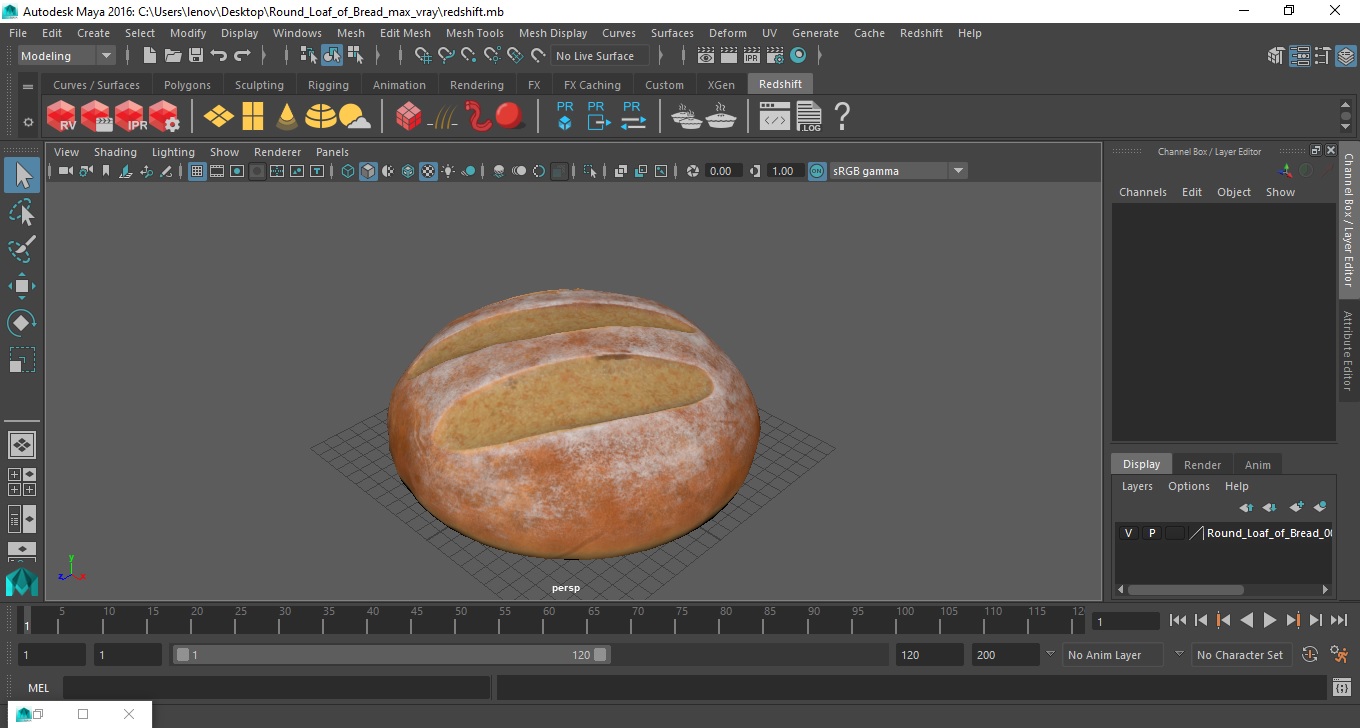 Round Loaf of Bread 3D model