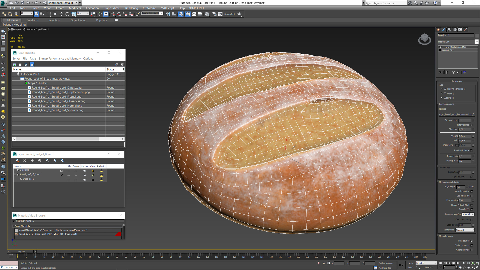 Round Loaf of Bread 3D model