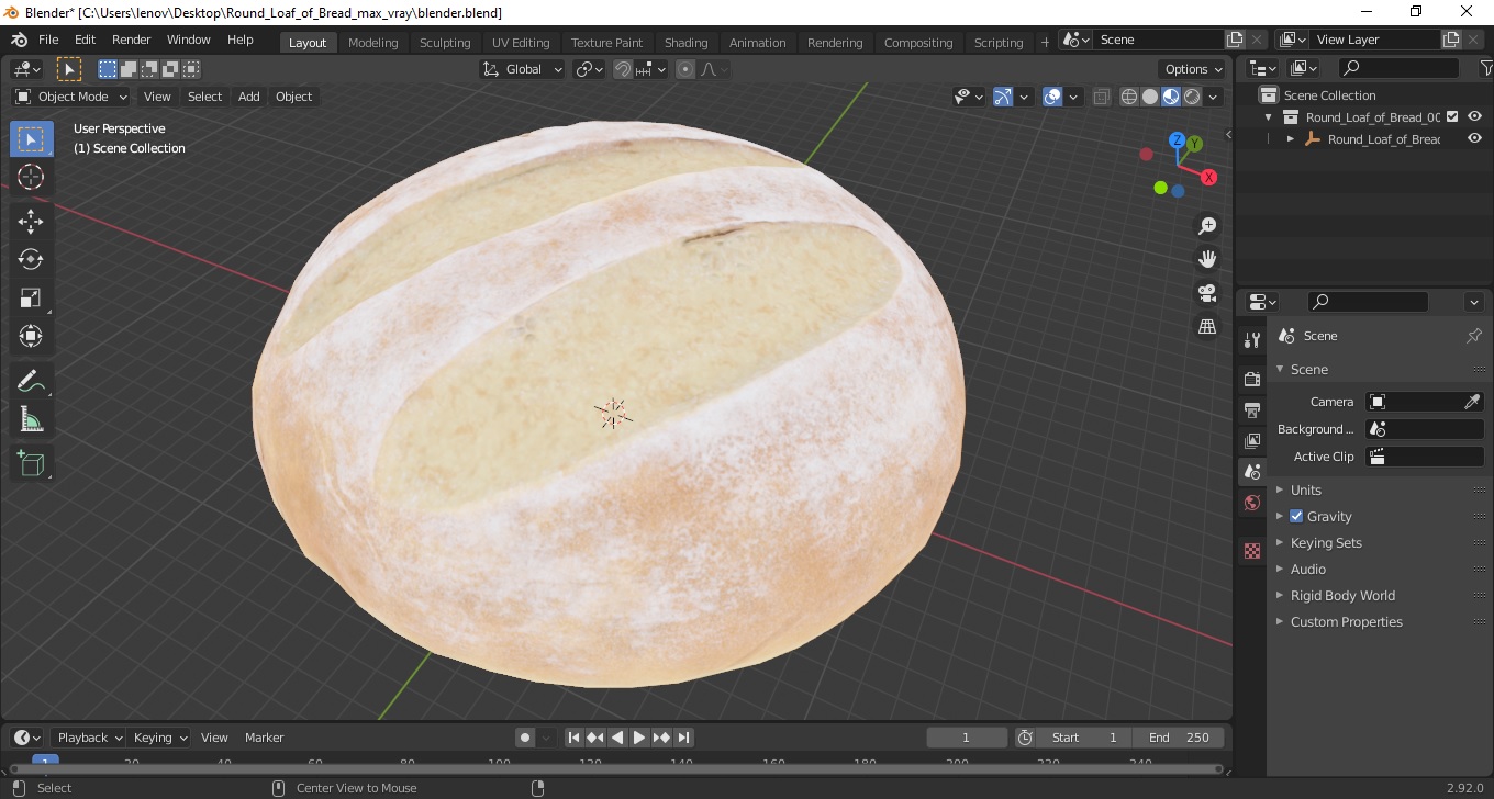 Round Loaf of Bread 3D model