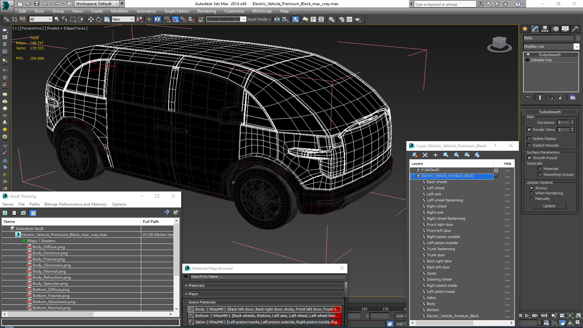 3D model Electric Vehicle Premium Black