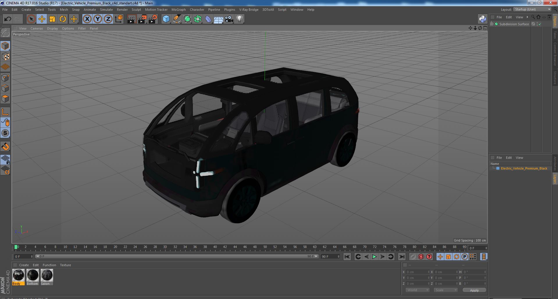 3D model Electric Vehicle Premium Black