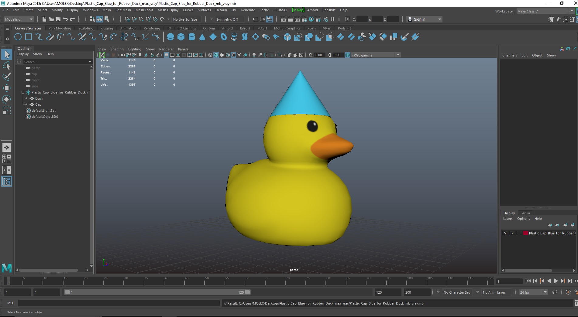 Plastic Cap Blue for Rubber Duck 3D