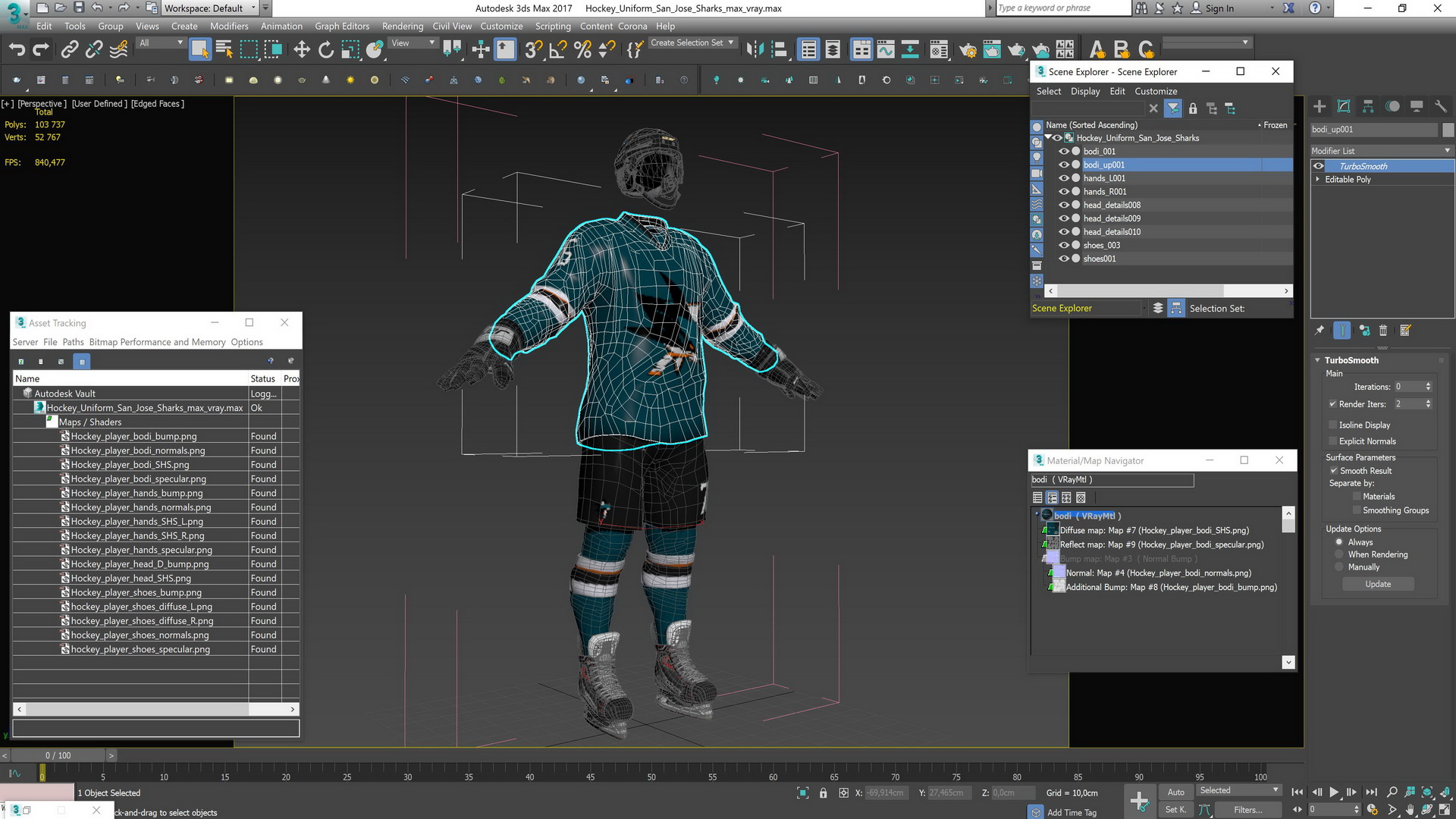 3D model Hockey Uniform San Jose Sharks