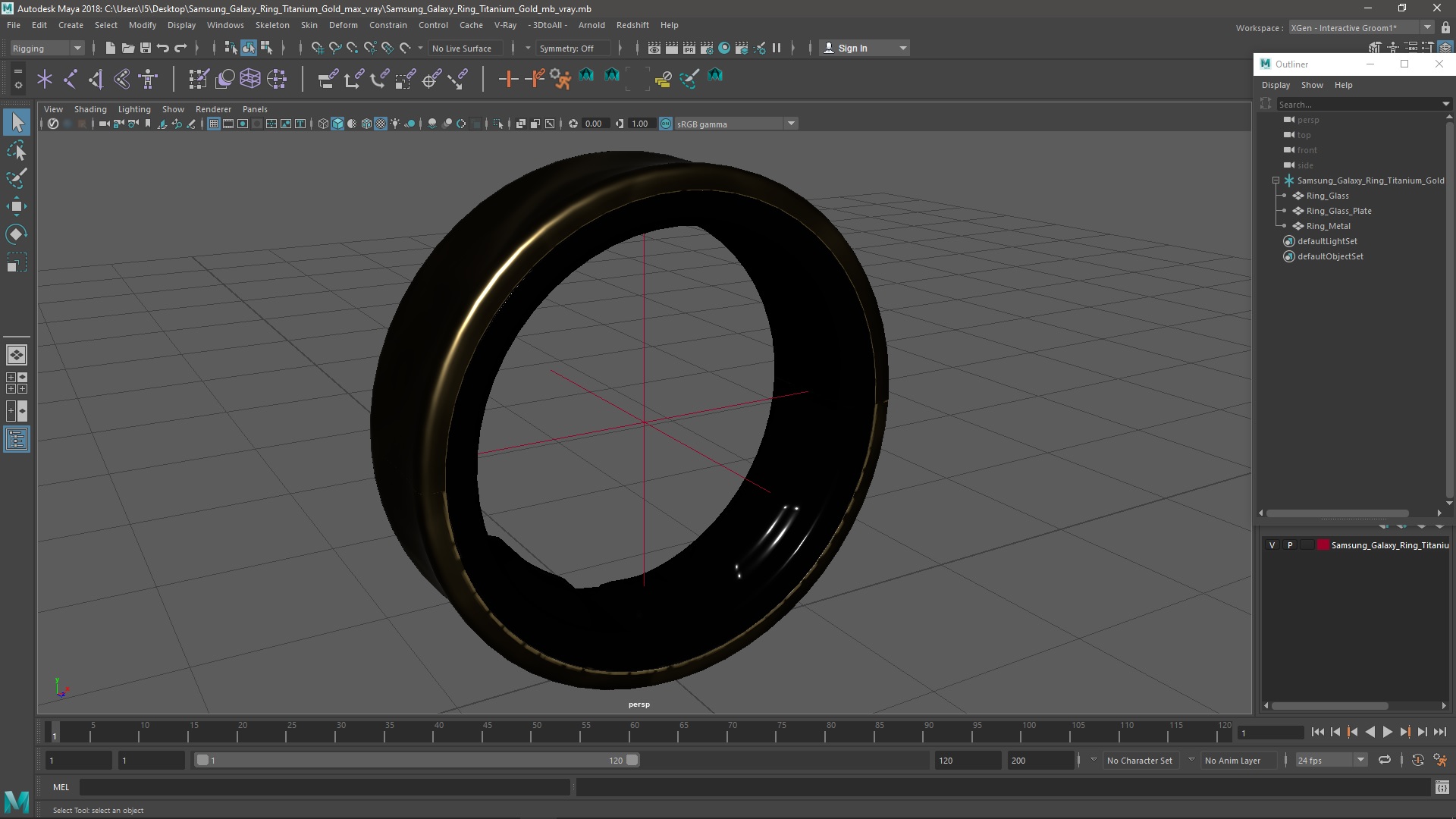 3D Samsung Galaxy Ring Titanium Gold model