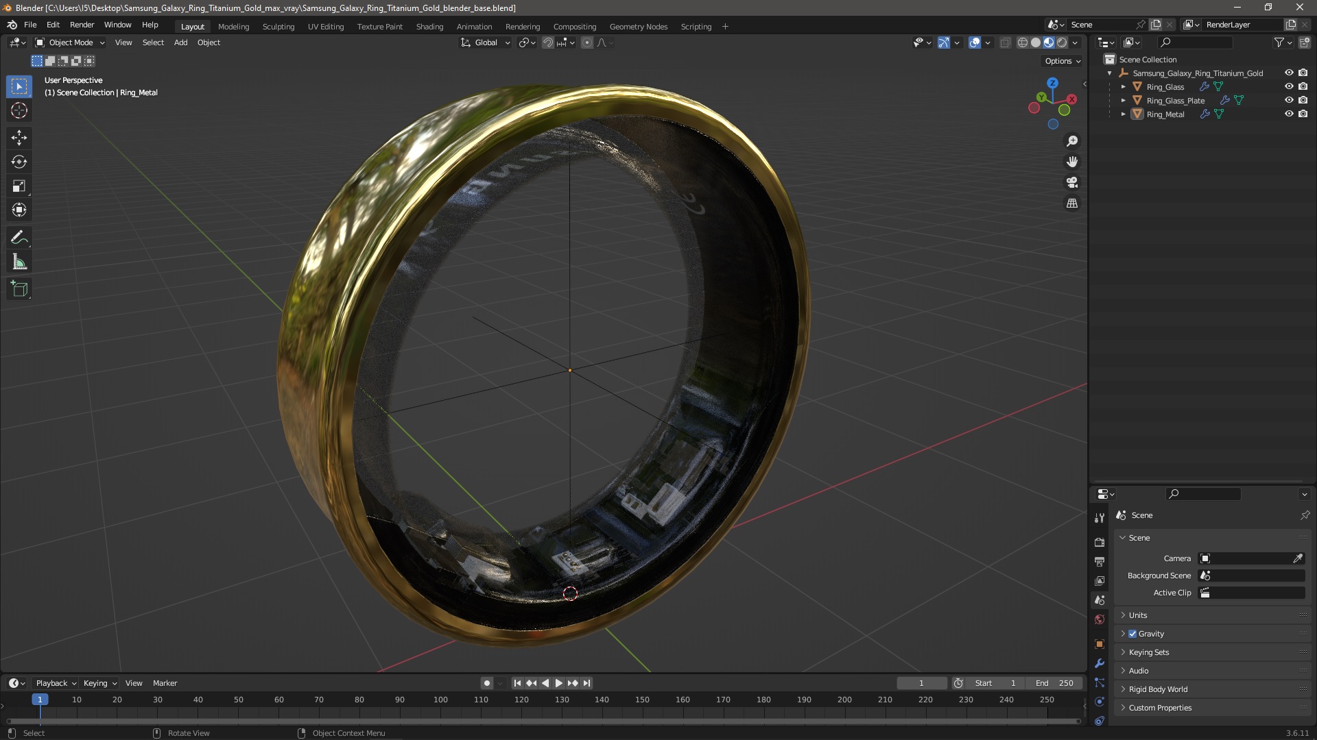 3D Samsung Galaxy Ring Titanium Gold model