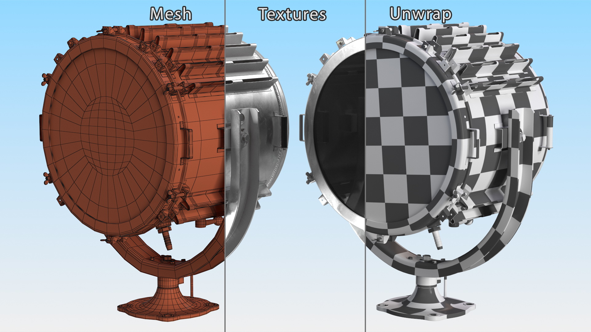 Salvaged Vintage Suez Canal Searchlight 3D model