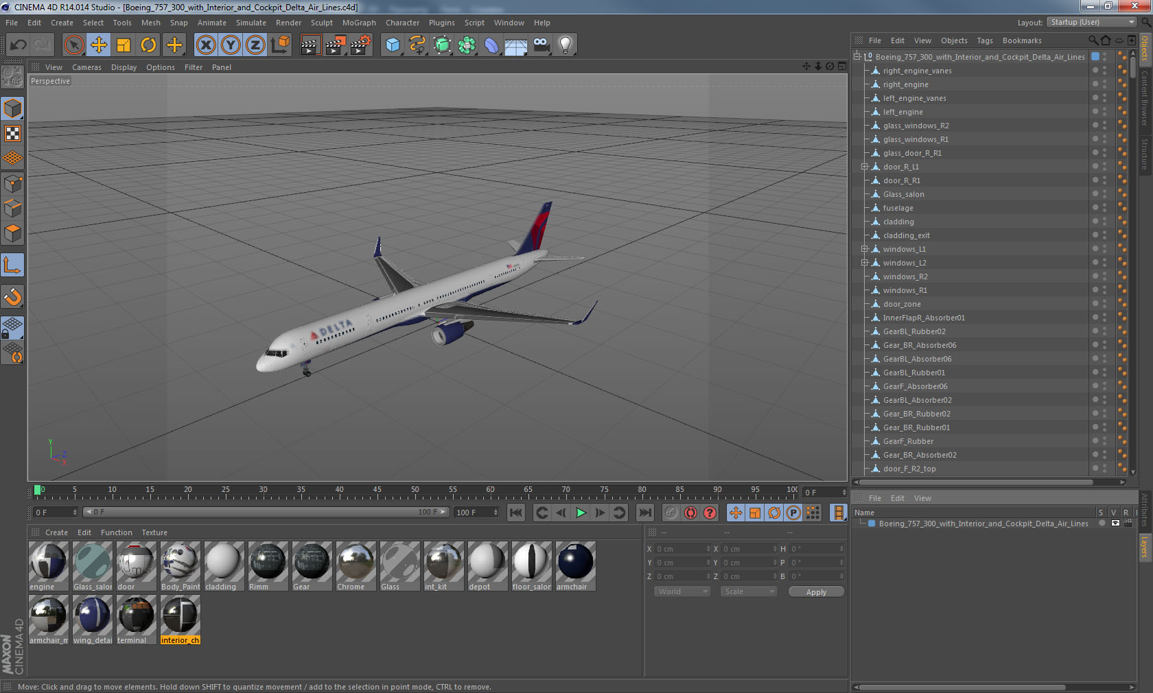 3D Boeing 757 300 with Interior and Cockpit Delta Air Lines