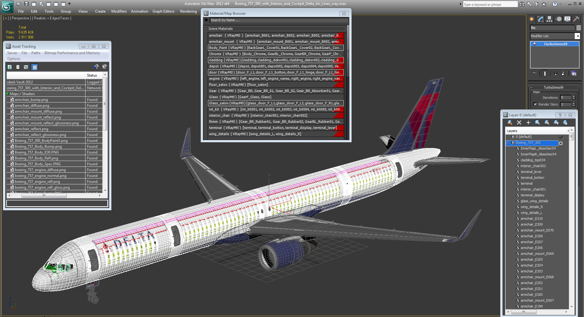 3D Boeing 757 300 with Interior and Cockpit Delta Air Lines