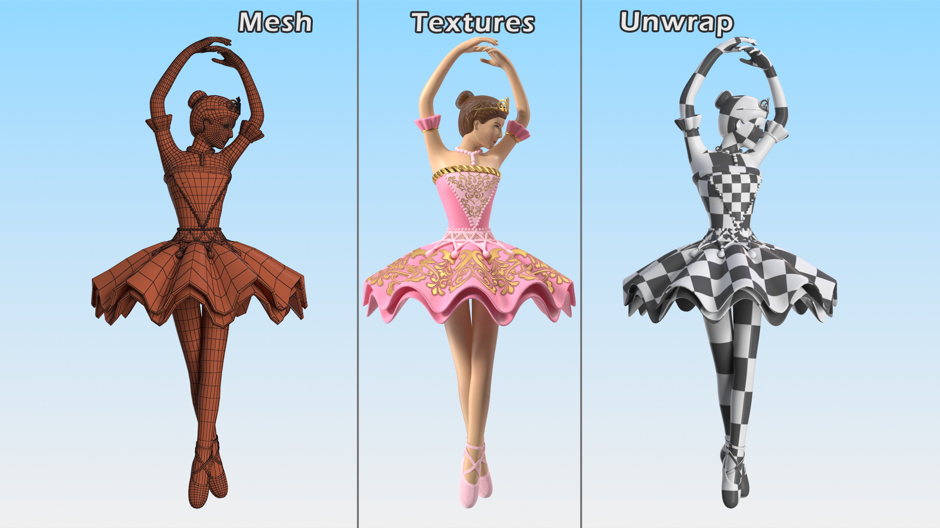 3D Ballerina Figure Pink