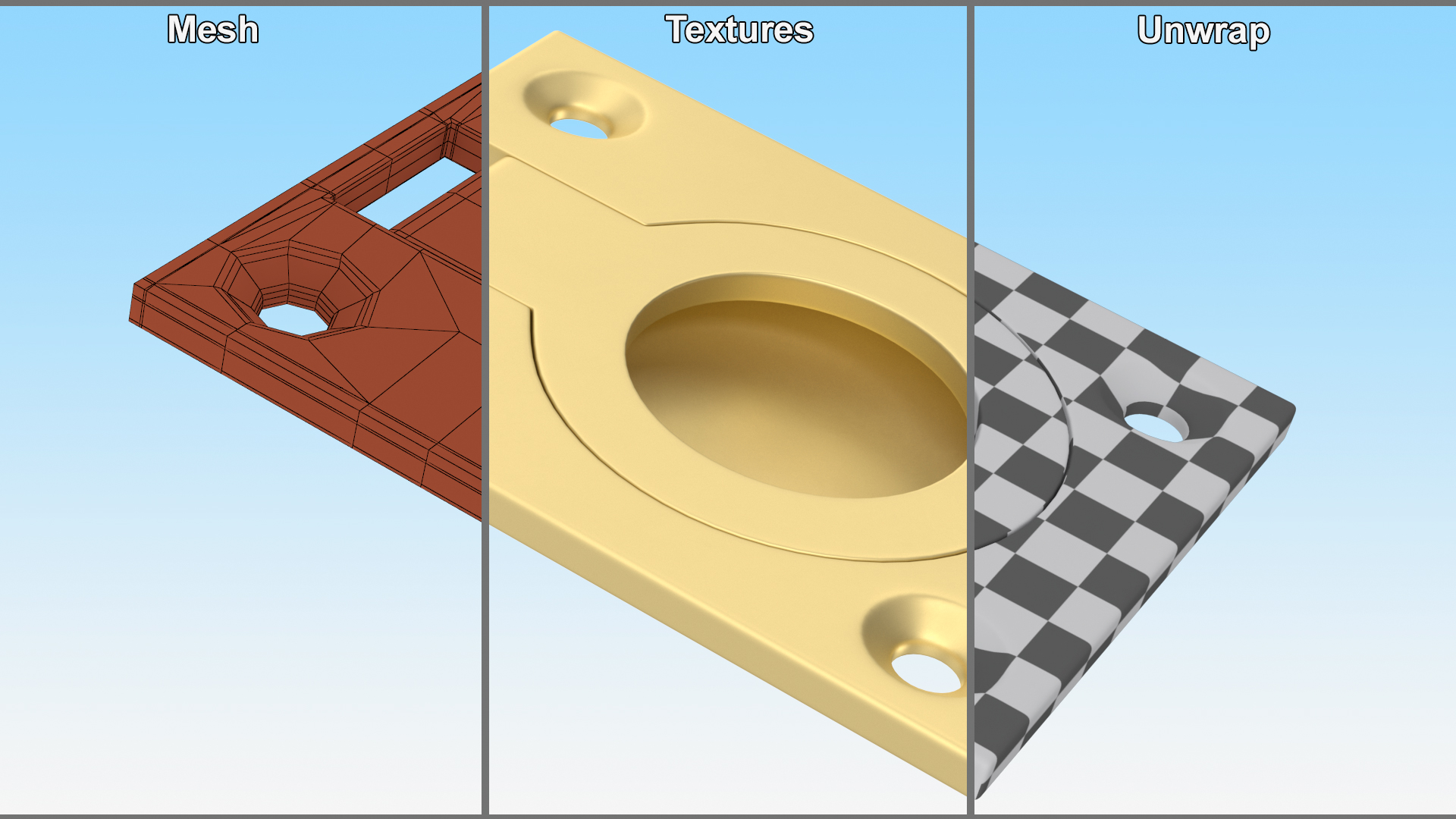 Kitchen Cabinet Handle Recessed Round Bronze 3D model