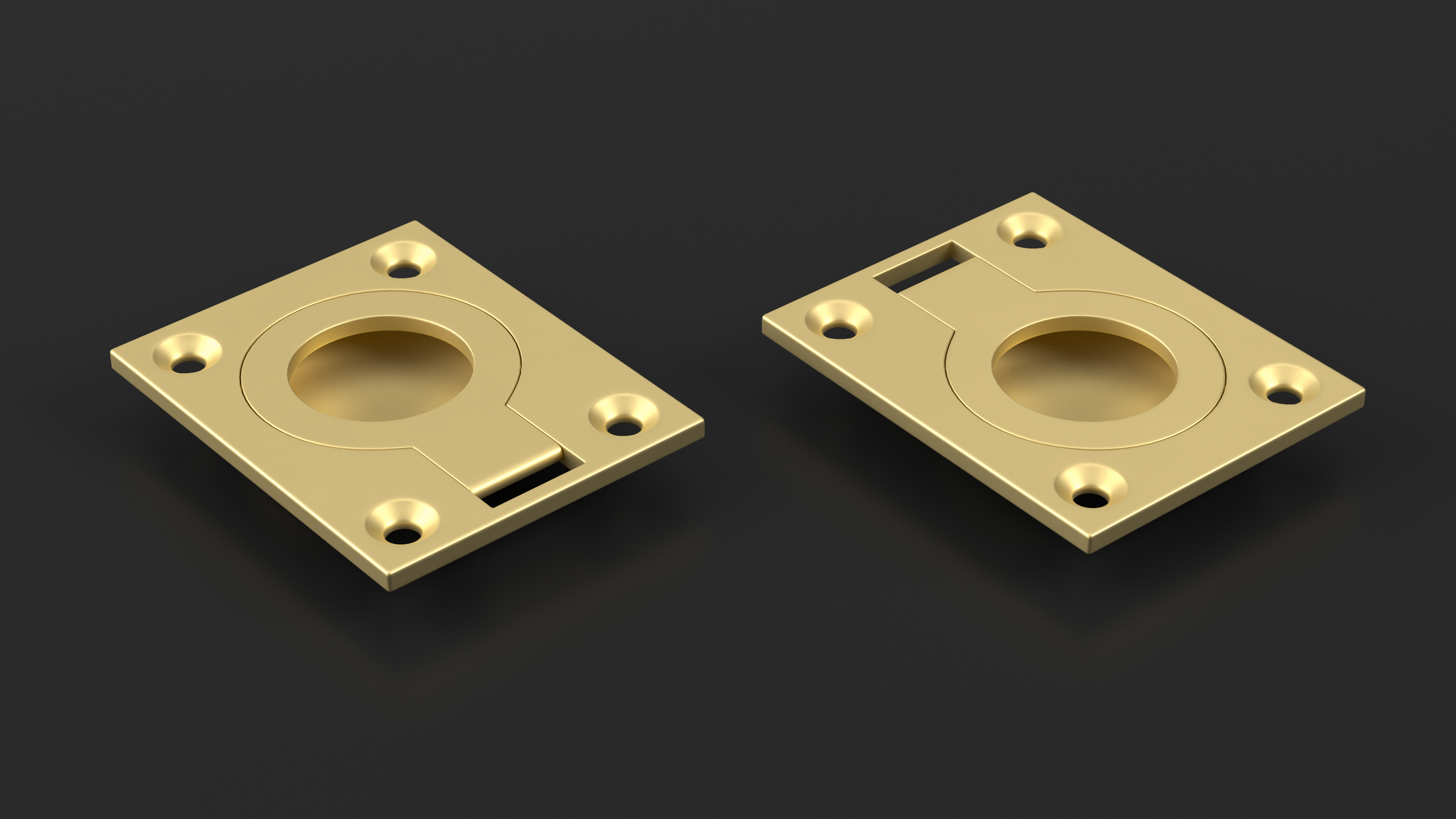 Kitchen Cabinet Handle Recessed Round Bronze 3D model